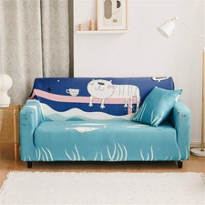 White cat Stretch Sofa Cover Lounge Couch Slipcover Recliner Protector Washable