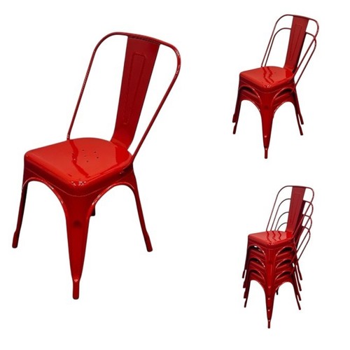 Red metal dining chairs - chairs,,