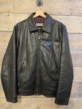 Schott Leather Jacket Men’s Large Black Biker Bomber Aviator Pilot Motorcycle L