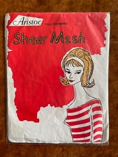 Vintage Aristoc , fully fashioned nylon micromesh stockings Tan size 9