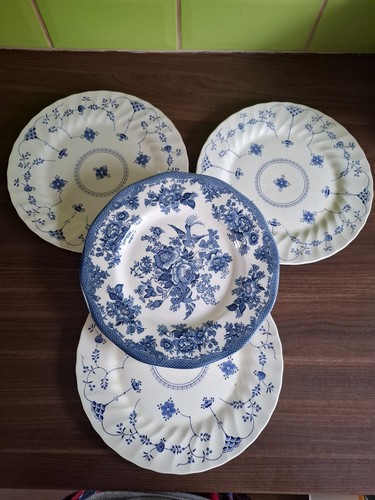 Vintage blue white plates - blue, &