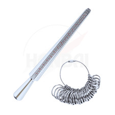 Ring Mandrel Metal Sizer Stick with 27pcs Ring Gauge Set UK US Sizes Measuring