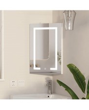 Corner Medicine Cabinet with Mirror Lighted Bathroom Mirror Cabinet w/Storage
