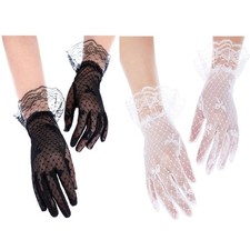 Women Lace Gloves Short Lace Gloves Tea Party Gloves Bridal Wrist Gloves