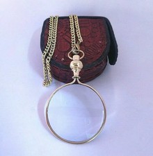 Vintage MONOCLE PENDANT/Necklace Magnifying Glass With 36" Chain Round Magnifier