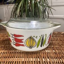 Vintage Mid Century JaJ Pyrex Harvest Vegetables Glass Lidded Casserole Dish