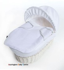New Waffle Moses Basket Covers 4 Piece Bedding Set Inc Quilt,Skirt,Hood & Sheet 