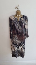 Beautiful Frank Lyman Animal Print Kaftan Style Dress Size 14 With Stretch