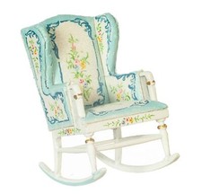 Dolls House Victorian Rocking Chair Blue White 1:24 1/2in JBM Nursery Furniture