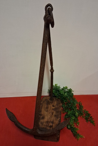 Antique ship anchor mounted - antique,
