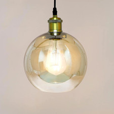 Glass Hanging Lamp Brown Shade
