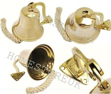 BRASS SHIP BELL DOOR BELL WITH BRACKET WALL HANGING MOUNTED FIXING SCHOOL DINNER