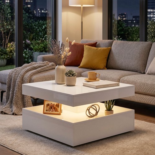 Homcom led coffee table - coffee,