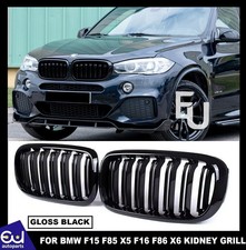 PAIR FOR BMW F15 F85 X5 F16 F86 X6 KIDNEY GRILL GRILLE GRILLS GLOSS BLACK 2014 +
