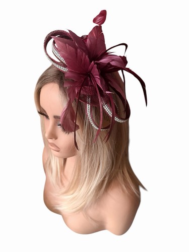 Burgundy siminay and feather - burgundy,