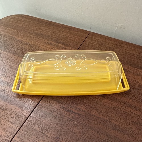 Vintage yellow plastic - yellow, clear