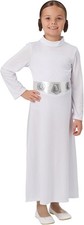 Princess Leia Star Wars Child Costume White Dress Belt Hair Buns Rubie's 641085