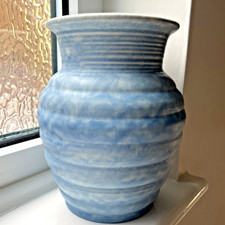 Vintage Crown Ducal Vase Mottled Blue Shape 207 1930s - Hairline Crack