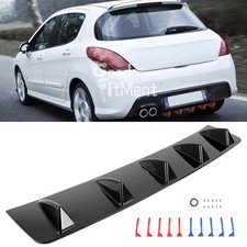 For Peugeot 206 208 307 308 Gloss Rear Bumper Spoiler Lip Splitter Shark 5-Fins