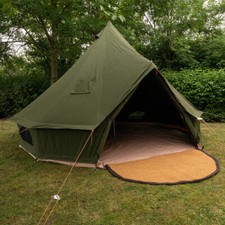 5M Deluxe Bell Tent with Chimney fitting 100% Cotton Canvas - Olive Green
