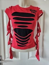 Punkyfish ripped slashed red long sleeve punk rock alternative goth grunge Y2K