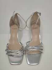 Faith Size 8 'Lott' Silver Strappy Heels Rope Effect Metallic Prom Wedding Shoes