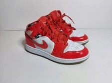 nike air jordan 1 red mid SE barcelona UK 4 US 4.5Y EU 36.5 Red WHITE TRAINERS 