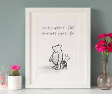 Winnie the Pooh Quote Print, A4, Black & White Monotone, Unframed, Picture, Gift