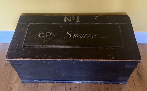 Antique steamer trunk british - trunk,