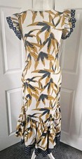 Womens M  Dress Never Fully Dressed BNWT Tropical/polka Dot, Navy/mustard