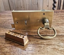 An Antique Brass Rim Lock, Genuine Georgian Drop Handles and Victorian Keep L/H