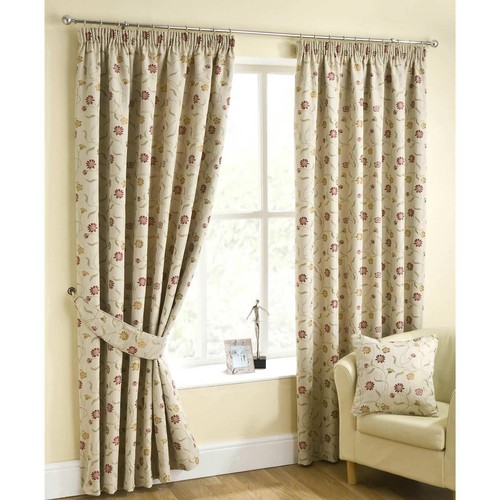 Cream pencil pleat jacquard - pencil,