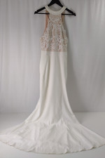 Jarlo White Long Dress with Lace, Size 10
