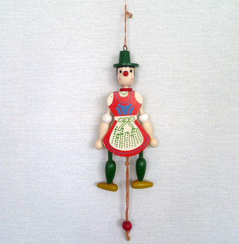 Vintage wooden pull - wooden, string