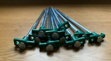 10 x Heavy Duty Hard Ground Rock Peg With Green Hook Top Camping Awning Tent 