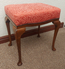 Vintage Upholstered Stool With Queen Anne Style Legs Vintage Furniture Decor