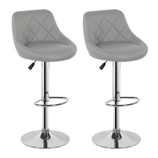 2x Bar Stools Gas Lift Swivel Stools Home Breakfast Pub Counter Chair PU Leather