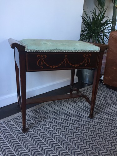 Edwardian inlayed piano stool - edwardian,