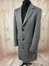 Zara Man Large Grey Long Overcoat Coat Smart Formal Business Warm Winter Soft
