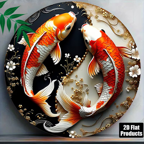Japanese koi carp metal wall - japanese,