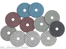 100mm 4" Pro Super DRY Diamond polishing pads Granite Concrete Individual Grits