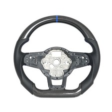 Real Carbon Fiber Steering Wheel for VW Golf MK7 7.5 GTI GTR 2013–2020 Blue Line