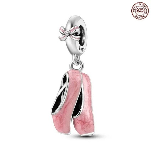Pink ballet shoes charm - pink, for