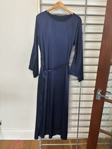 Dark blue satin abaya dress