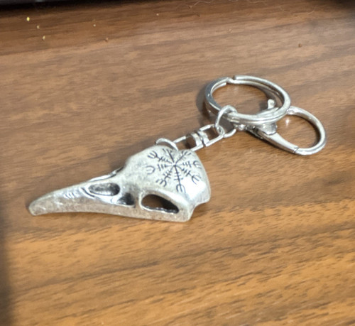 Silver tone bird skull - silver,