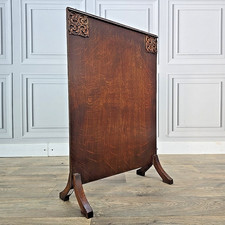 Antique Vintage Fire Screen - Arts & Crafts Deco Wood - Carved Scroll Work Retro