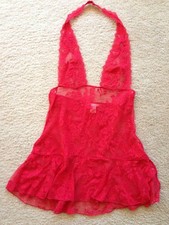 Never worn Victoria's Secret red floral pattern lace nightie lingerie S stretch