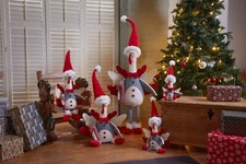 Turkey Plush Christmas Decorations Family of Festive Birds with Candy Canes