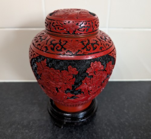 Hand carved cinnabar ginger - carved,