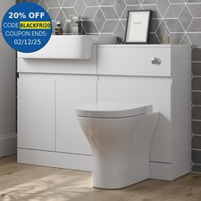 Affine Bathroom Toilet WC Basin Sink Vanity Unit Combination White Gloss 600mm